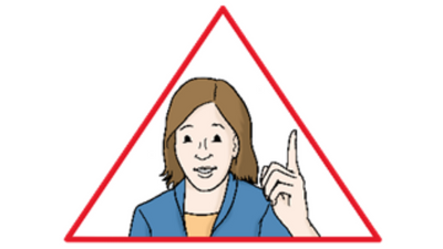 Warndreieck: Frau hebt den Zeigefinger
