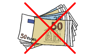 Geldscheine, rot durchgestrichen