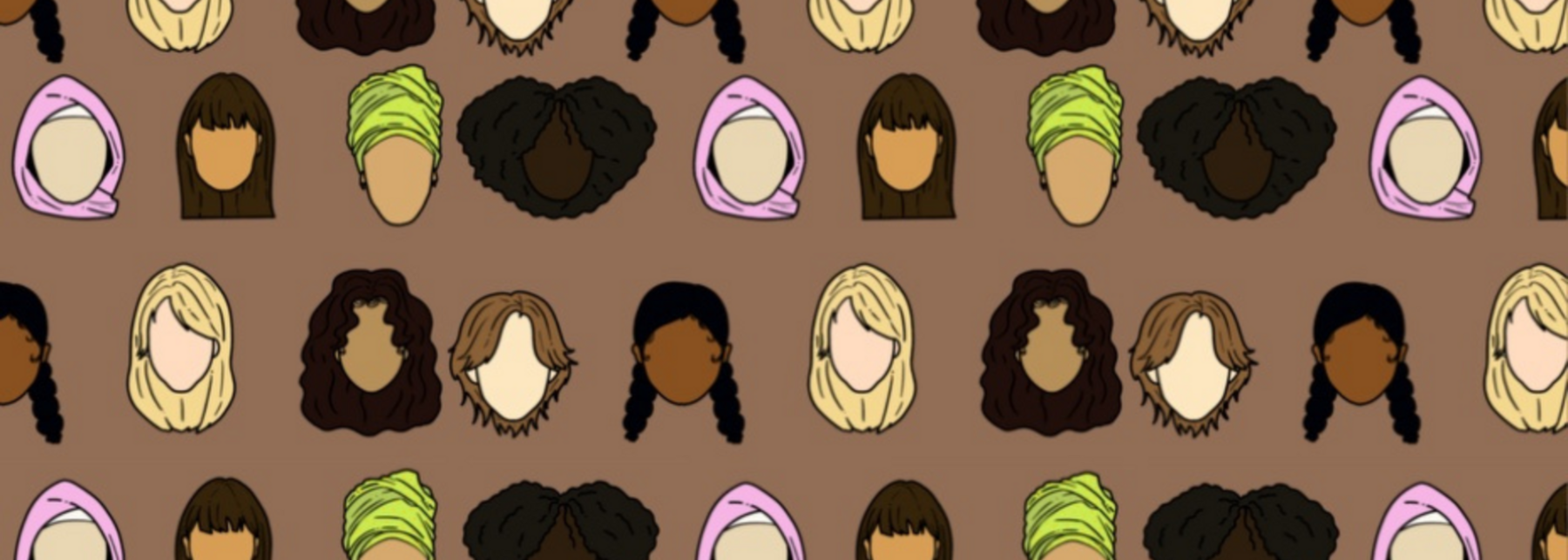 Illustration mit Gesichtern von verschiedenen Frauen