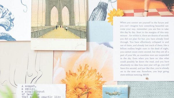 Moodboard mit Text und Bildern