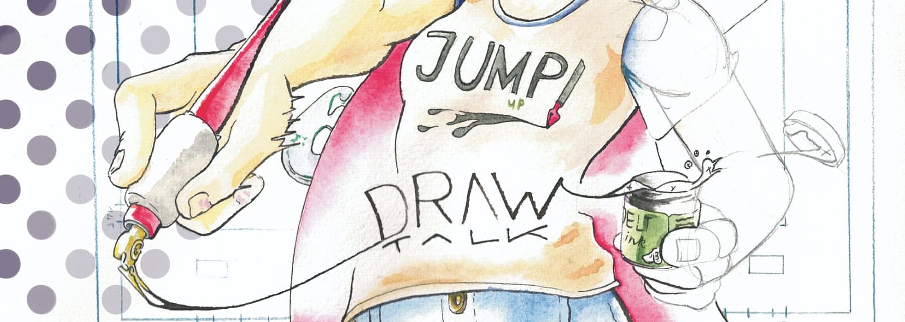 Illustration: Person mit Zeichenutensilien