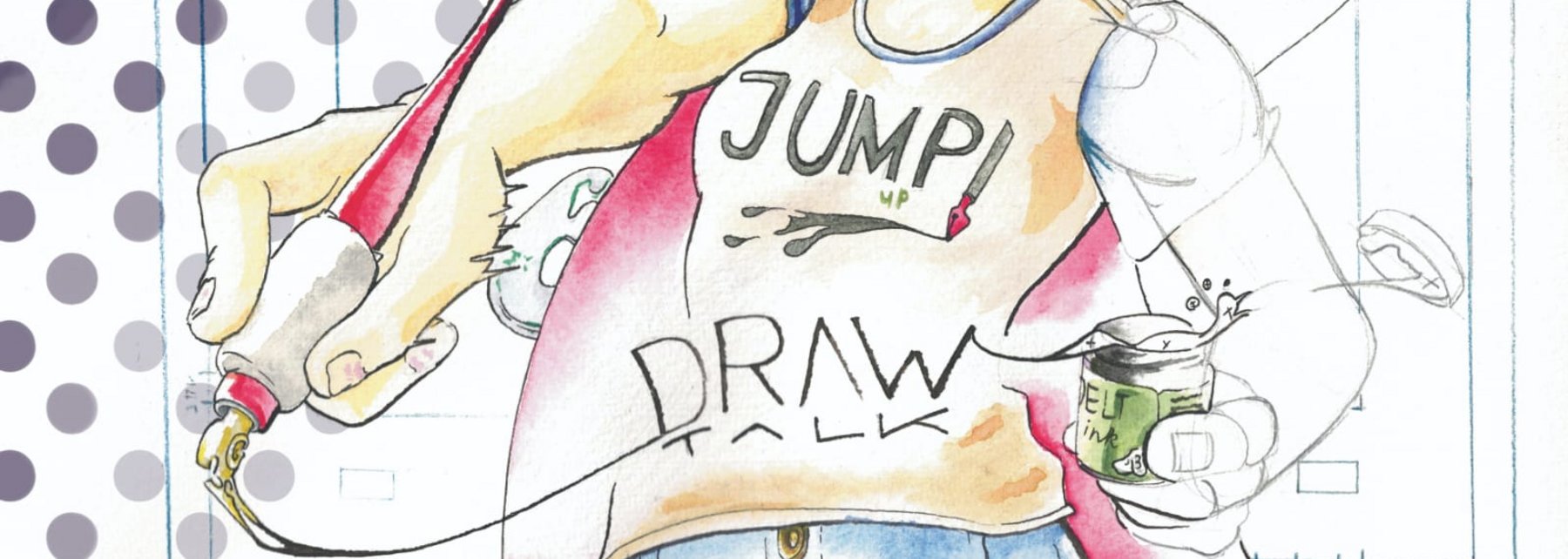 Illustration: Person mit Zeichenutensilien