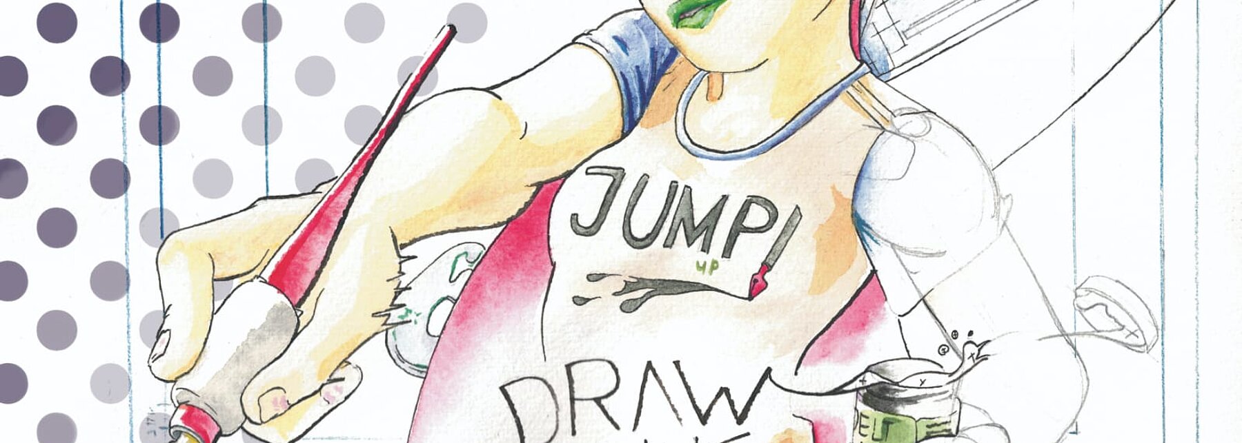 Illustration: Person mit Zeichenutensilien