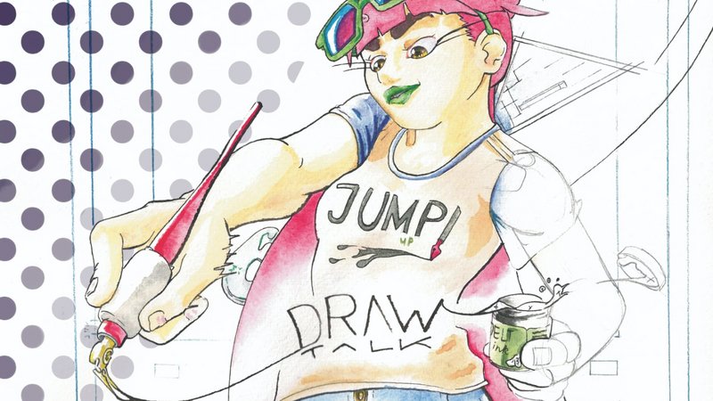 Illustration: Person mit Zeichenutensilien