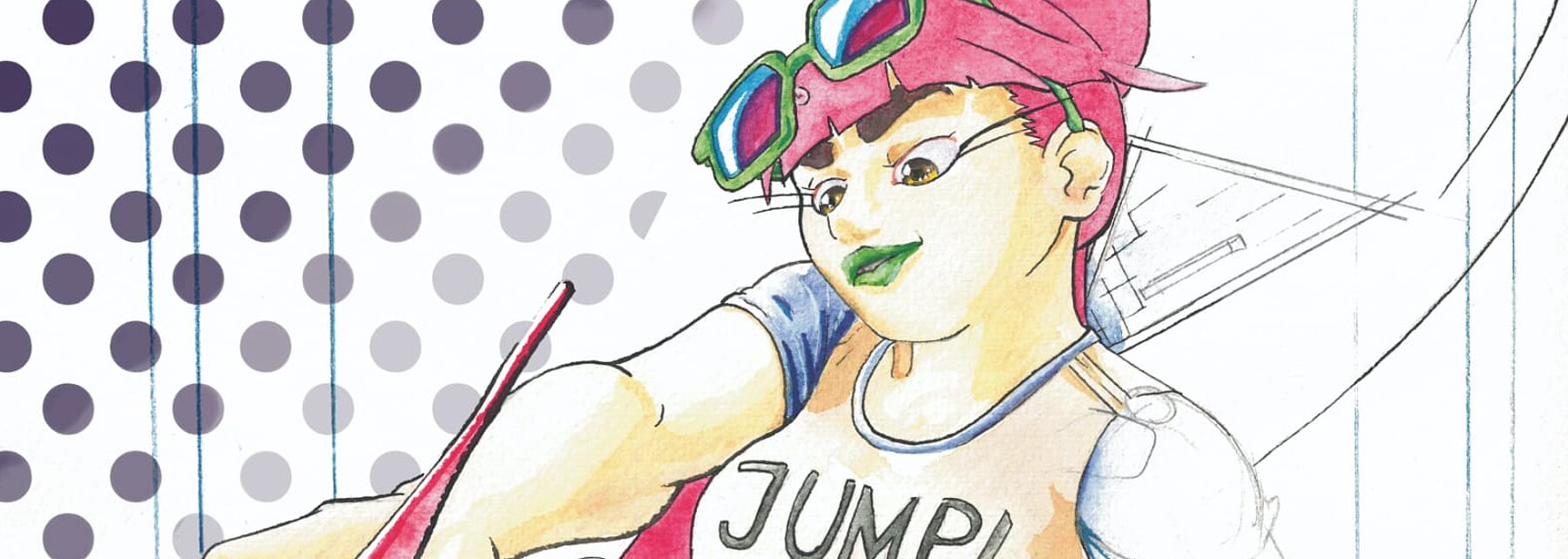 Illustration: Person mit Zeichenutensilien