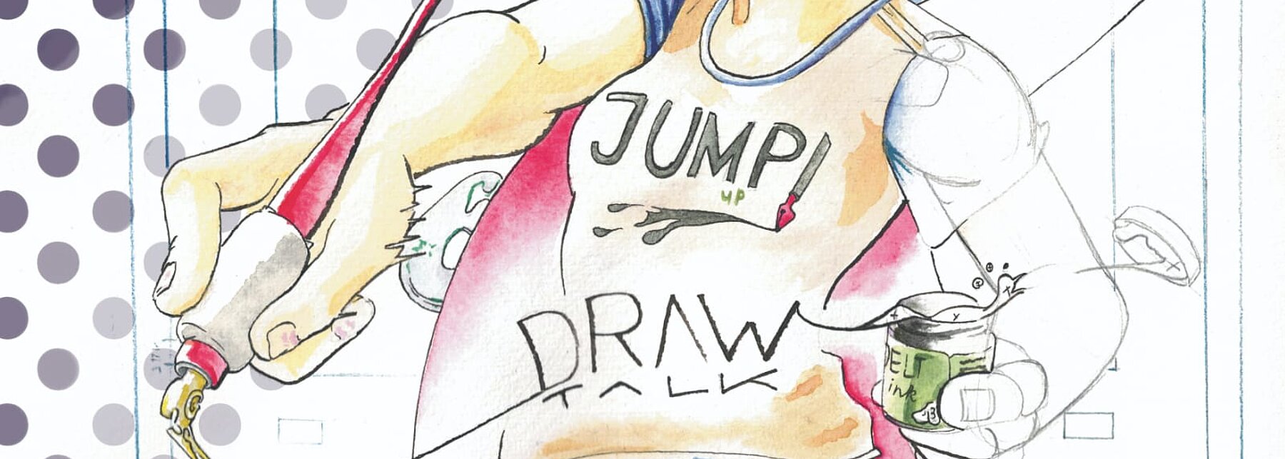 Illustration: Person mit Zeichenutensilien
