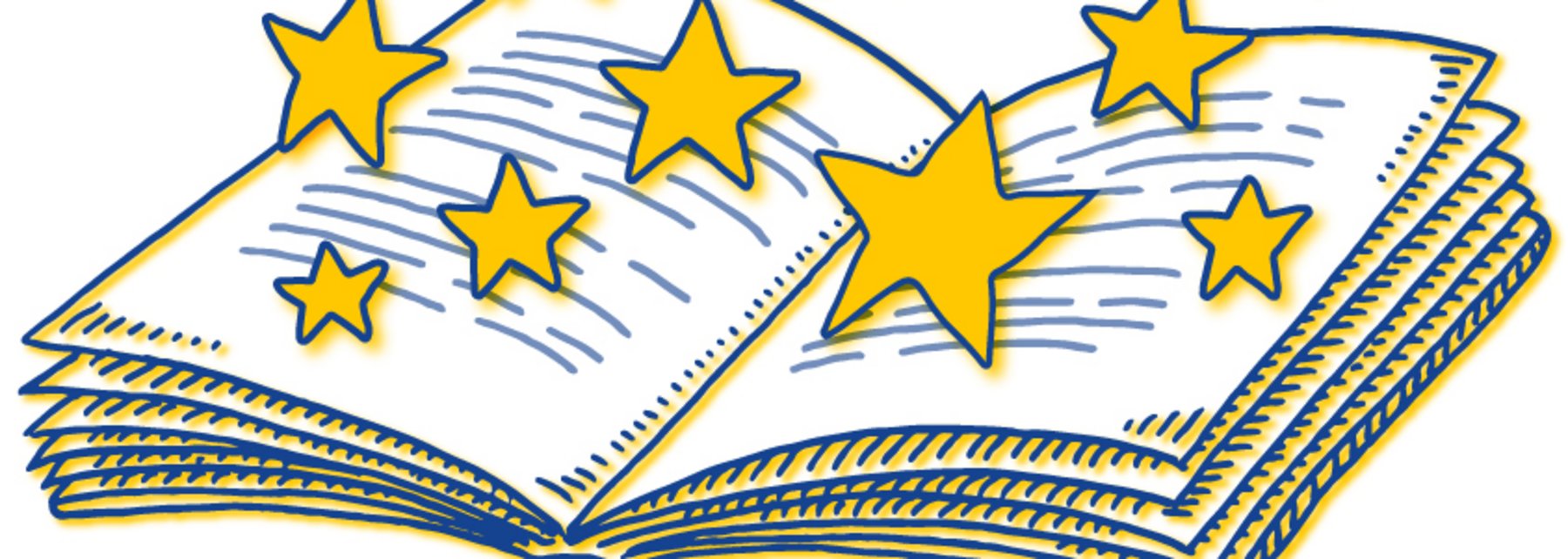 aufgeschlagenes Buch und Sterne