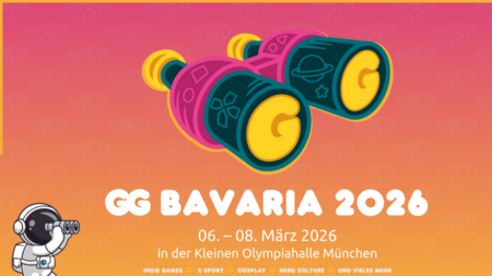 Fernglas mit jeweils einem G in einer Linse und GG Bavaria 2026 Schriftzug