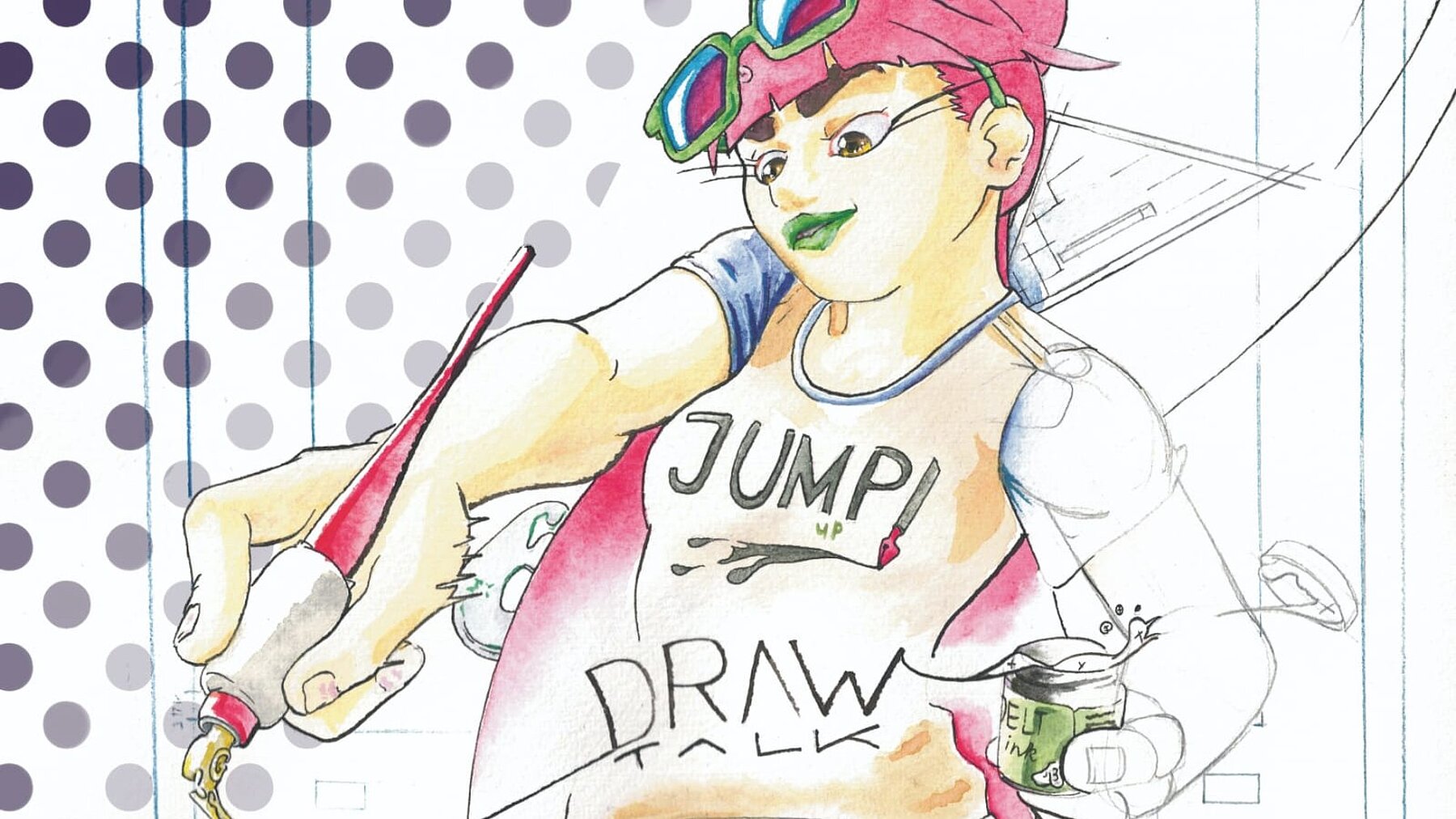 Illustration: Person mit Zeichenutensilien