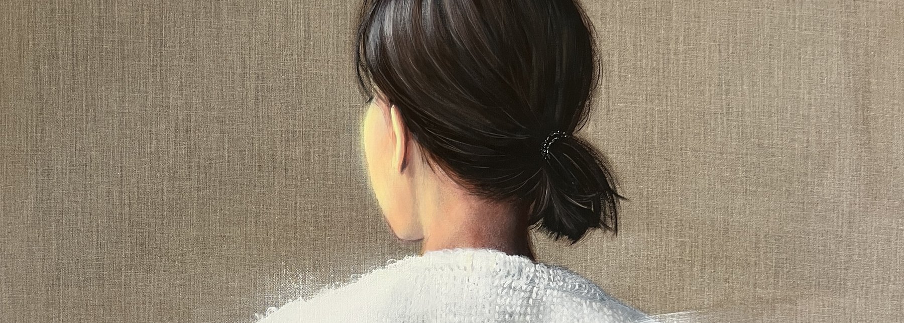 Malerei- Mädchen in weißem Pullover
