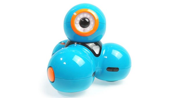 Dash-Roboter, pyramidenförmig, zusammengesetzt aus vier gestapelten blauen Kugelelementen