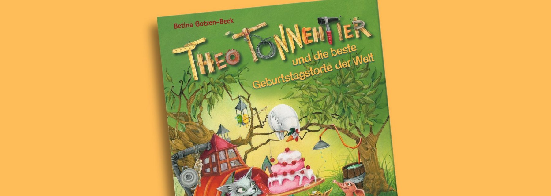Cover eines bunten Bilderbuchs vor gelbem Hintergrund