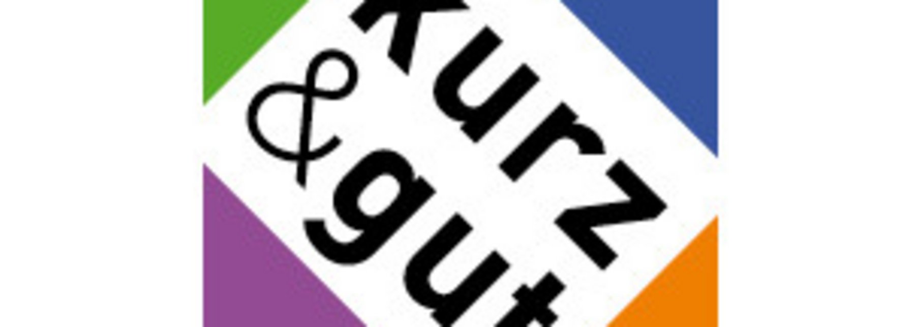 Logo aus bunten Ecken und dem Schriftzug "kurz und gut".