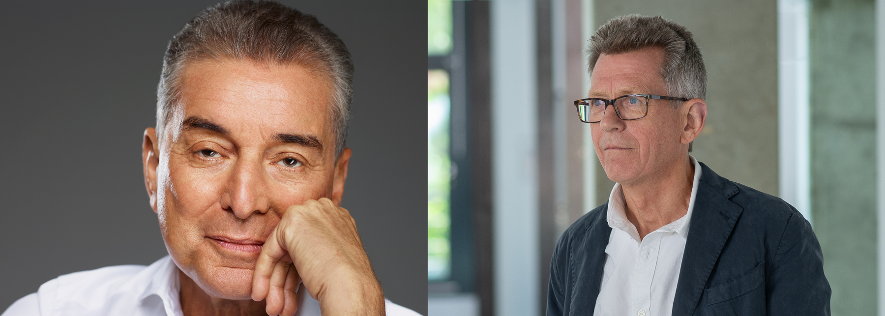 Porträtfotos von Michel Friedman und Albrecht Koschorke