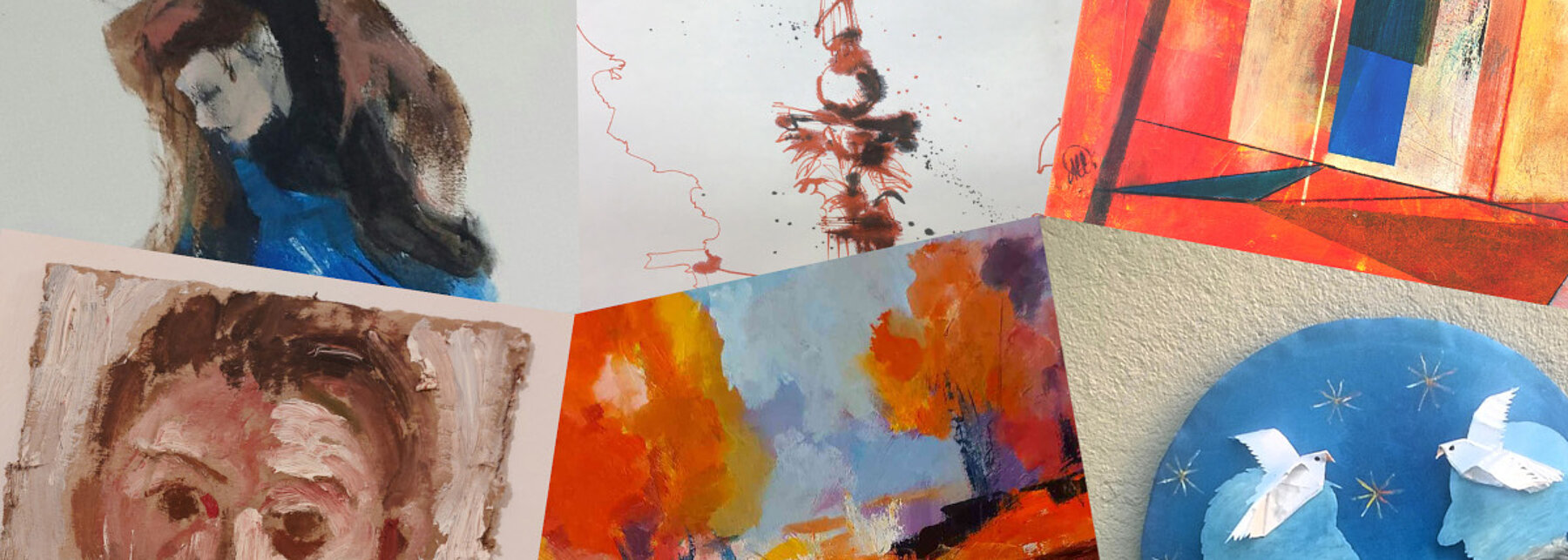Collage aus sechs Arbeiten der Künstler*innengruppe um Alfred Welz