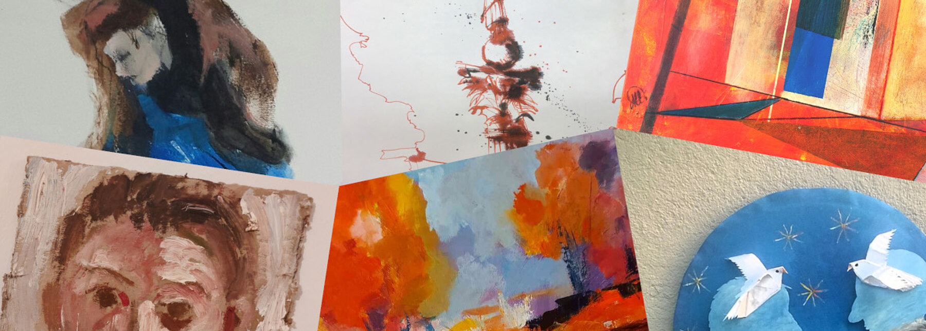 Collage aus sechs Arbeiten der Künstler*innengruppe um Alfred Welz