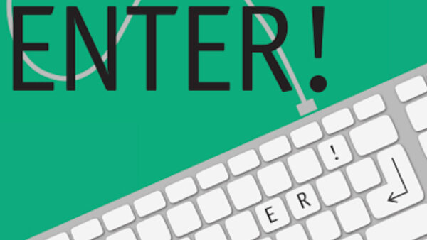Schriftzug "Enter!" mit PC-Tastatur