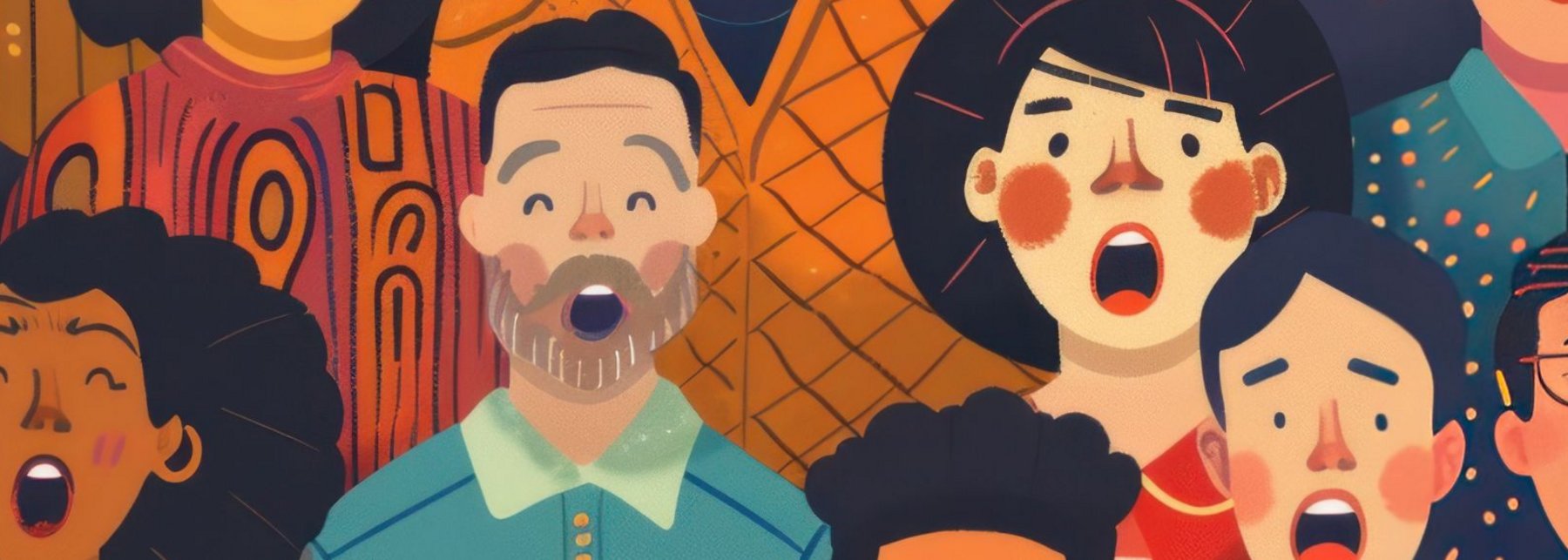 Illustration von Menschen, die im Chor singen