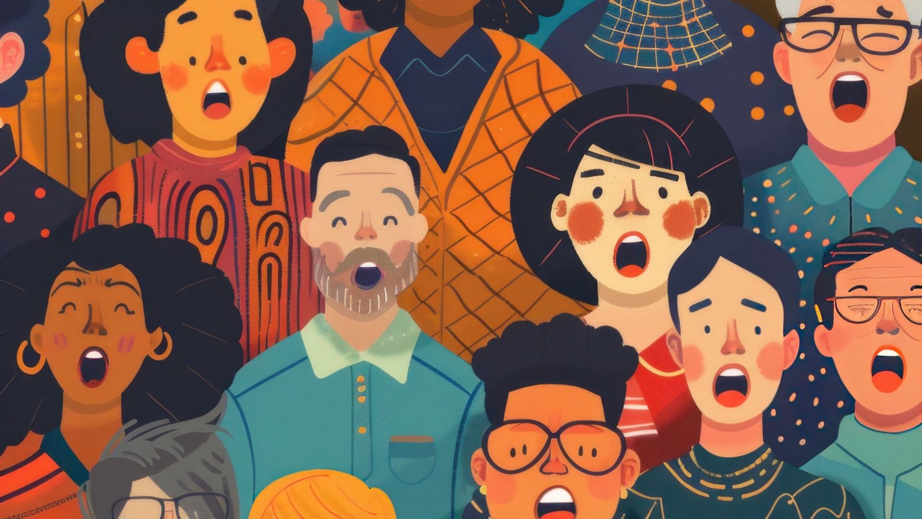Illustration von Menschen, die im Chor singen