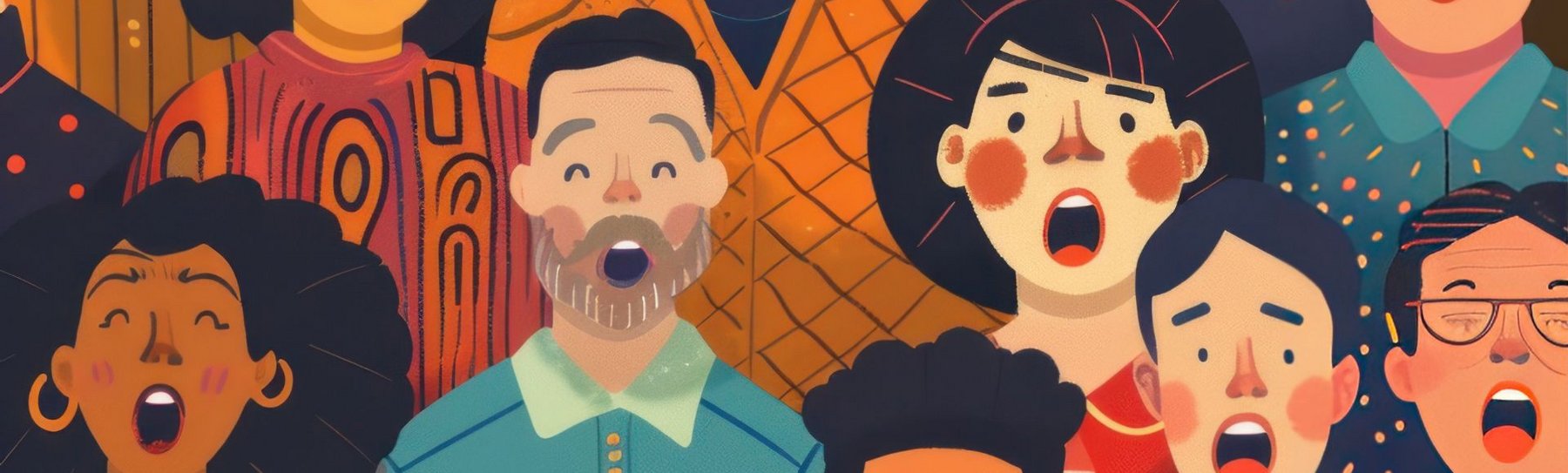 Illustration von Menschen, die im Chor singen
