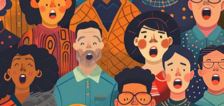 Illustration von Menschen, die im Chor singen