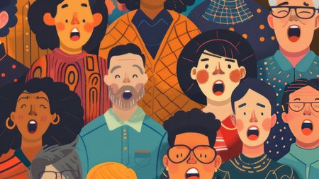 Illustration von Menschen, die im Chor singen