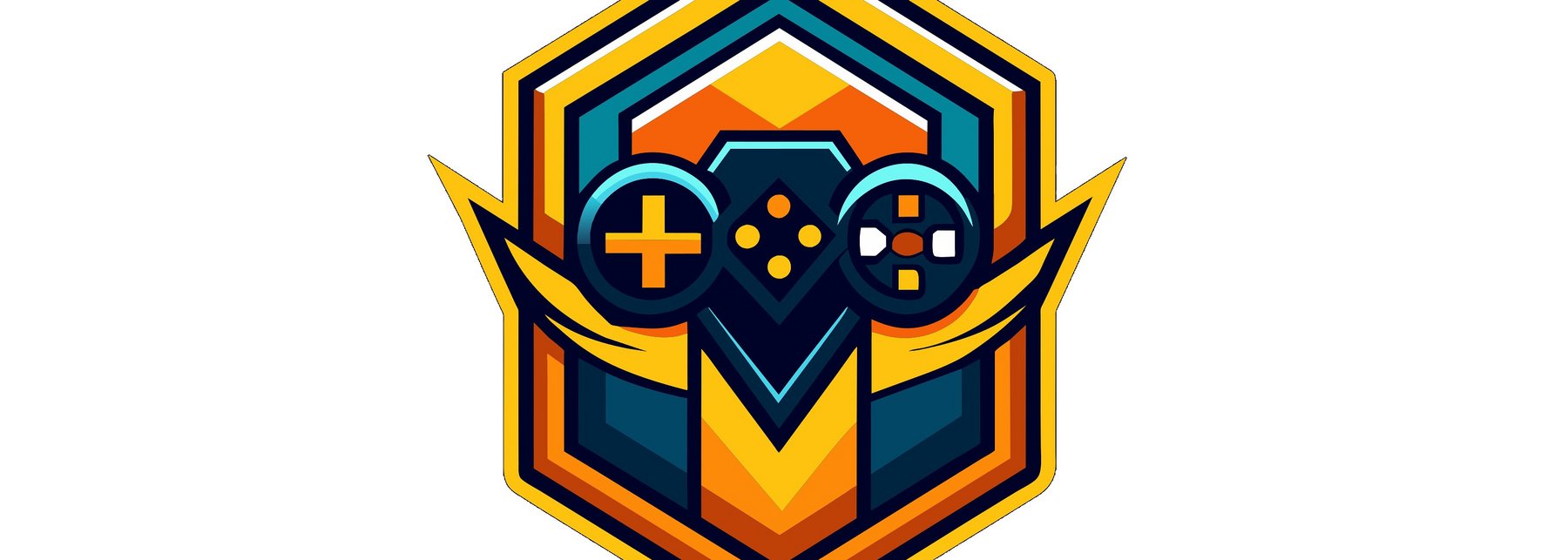 Emblem mit Gaming Symbolen.