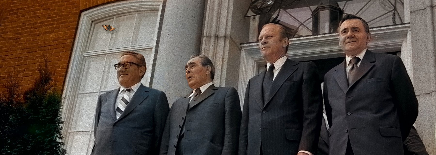 East meets West: Helsinki 1975, US President Gerald Ford und der Generalsekretät der UdSSR Leonid Breschnew mit US Staatssekretär Henry Kissinger und Außenminister der UdSSR Andrei Gromyko