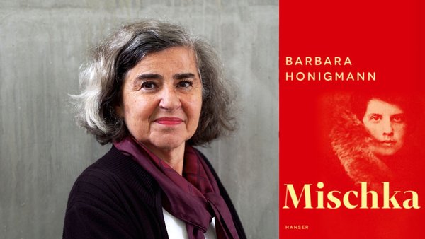 Portrait Barbara Honigmann und Buchcover von Mischka