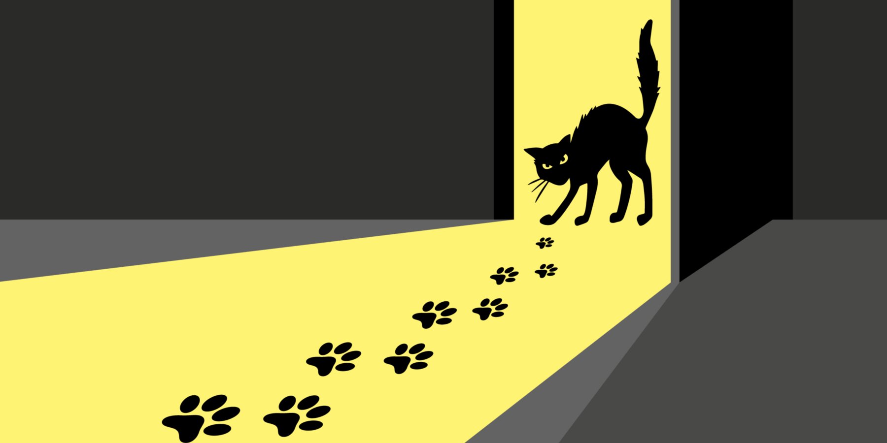 Illustration: Katze steht in einem Türrahmen